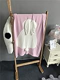 QD-WST かわいい毛布 上品 ウサギ耳 ベビー毛布 女の子 彼女 プレゼント ギフト 柔らかい 暖かい 厚手 ピンクグレー ホワイト イエロー ブルー ウサギ (Ｓ-75×105cm, ピンク)