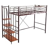 階段付パイプロフトベッド（4色）、ハイタイプでもミドルタイプでも選べる大容量の収納力 | Rostem-ロステム- ブラウン