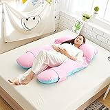 iDouillet U型妊婦枕 巨大な抱きまくら ツインテール挟まれ まくら（ブルー + ピンク）80x140cm