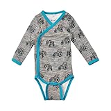 メリノウール/竹長袖Onesie – グレー/ターコイズ( 3 m-9 m ) カラー: ブルー