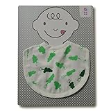 めんぷます田赤ちゃんのガーゼ前かけ 大好き(グリーン)約22×29cm 綿100%日本製
