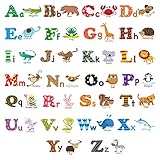 Decowall、ABCアルファベットと動物子供壁デカール壁ステッカーPeel and Stickキッズ子供部屋寝室リビングルームの取り外し可能な壁のステッカー S