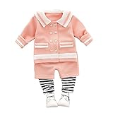 FEVON　セットアップ　ベビー　女の子　上下セット　2点セット　トップス+ロングパンツ　春秋　コート　ダブルボタン　セーラー服　ボーダー　可愛い　子供服　ガールズ　赤ちゃん　女児　長パンツ　ズボン　