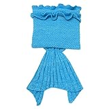 (For Kids, Light Blue) - Play Tailor Mermaid Tail Blanket Crochet All Seasons Sleeping Bag Handcraft