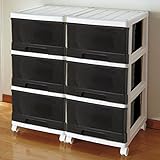 収納ケース チェスト 深型 3段 2個組 ホワイト／ブラック MJ-F3-2WHBK