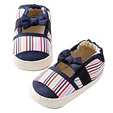 ベビーシューズ　ファーストシューズ　幼児靴　赤ちゃん靴　カジュアル　ストライプ　蝶結び (M)