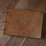 SAIBANG Retro Leather Photo Album, 3 Rings Wedding Self-adhesive Guestbook Scrapbooking, DIY Picture