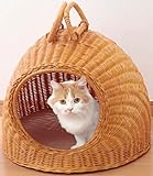 ファミリー・ライフ ラタンキャットハウス ちぐらタイプ ブラウン サイズ／約幅45×奥行45×高さ38cm 03179