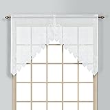 High Quality Valerie Lace Sheer Swags, 52 by 38-Inch, White, Set of 2