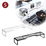 コンロ奥ラック 調味料ラック 鍋置き キッチン収納 コンロ台 ラック 棚 モデス S(ブラック)