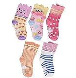 Ayfoone 靴下 キッズ ベビーソックス オールシーズン ラブリーデザイン 5足セット クルー丈 カラフル 女の子 ([9-15cm]約0-2歳半, セット1)
