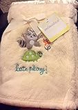 Ultra Soft Embroidered Let's Play Raccoon Yellow Baby Blanket by SL Baby Collection