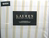 Ralph Lauren 4pcs Queen Sheet Set --- Yellow Blue Stripe on white [並行輸入品]