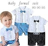 （グレードモリヤ） Grade moriya フォーマルベビー レース　ブルー　ブラック　２カラー　男の子　ロンパース 子供服 ボーイズ 男の子 キッズ 子供服 フォーマル 半袖 夏 半ズボン 入学式