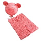 Lovoski 新生児　赤ちゃん　出産祝い　記念写真　かぎ針編み　ニット　コスチューム　可愛い　全5色 - ピンク