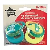 Tommee Tippee Essential Basics Decorated Cherry Soothers - Blue TWO Pack by Tommee Tippee