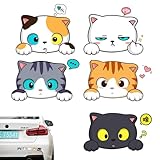 XAEIOCIF ステッカー 猫ステッカー 車用 ステッカー、かわいいねこ、車ステッカーおしゃれり 、かわいい猫、フレーム反射ステッカー 防水ステッカー 猫のステッカー 傷あとカバー かわいい クリエイティブ装飾 車用デコレーション (A型猫5枚です)