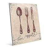 Bon Appetit Utensilsブラウンのforキッチン壁アートプリント 16x20 KIT0000049GLS16X20XXX
