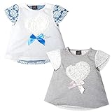 (ホワイト/90cm)子供服 女の子 Tシャツ 半袖 Dolly Ribbon ドーリーリボン スナップボタン レース装飾 シフォン装飾 リボン装飾 ラメプリント フリル袖 テールカット 女児 ベビー