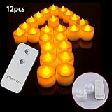LED Flameless Tea Candle Light、ちらつきWoopower 12個リモート制御電子キャンドルをSmokelessランプのクリスマスハロウィン結婚式誕生日パーティーホーム装飾