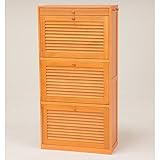 【フラッ式扉で出し入れ簡単な最大27足収納】 通気性の良い シューズラック 靴箱 3段 63cm幅 (ナチュラル)