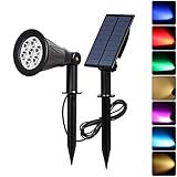 T-SUN スポットライト ソーラー ガーデンライト パネル分離式 ソーラーライト 7LED 多彩 省エネ 屋外 防水 暗くなると自動点灯 玄関、芝生、階段、庭など対応 LED照明 (7LEDマルチカ