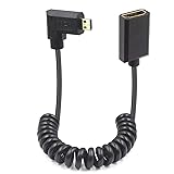 Duttek 8K Micro HDMI HDMIコイルケーブル, L字型マイクロHDMIオス to HDMIメス延長ケーブル、48Gbps極薄規格HDMI to マイクロHDMIディスク式拡張ケーブル8K@60Hz、4K@144Hz、2K@240Hz 4FT/1.2M対応