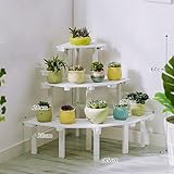 ソリッドウッドコーナーフラワースタンドマルチフロアフロアフロアバルコニー木製フラワーポットシェルフ ( 色 : White triangle )