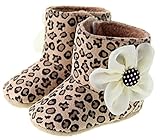 (ダンティヤ)Dantiya  ベビー　キッズ　新生児　秋冬　シューズ　可愛い豹柄　花飾り　靴　ファーストシューズ (13cm)