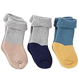 Domybest 3pcs 秋冬 ベビーソックス 子供用ソックス 下着 赤ちゃん 新生児 女の子 男の子 0-3歳 厚い 出産祝い お祝い ギフト 普段着 お出かけ 防寒 通園 通学