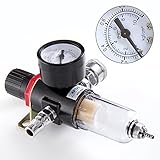 エアーレギュレーター ウォーターセパレーター フィルター 圧力計 エアー 圧縮調節と水分除去に レギュレーター付きエアーフィルター 1/4オスメスカプラー各１個付 水抜き オイル混合