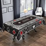 Cheerland カジノテーブルクロス ポーカー プレイマット トランプ デコレーション ポーカー ナイト テーブルマット ラスベガス ゲーム ナイト用品 パーティー デコレーション プレイマット 独身パーティー ゲームナイト用 (7フィート x 5フィート)