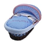 Izziwotnot Petit Henri on Dark Wicker Moses Basket by Izziwotnot