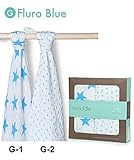 aden + anais (エイデンアンドアネイ) おくるみ 2枚セット 出産祝い 【並行輸入品】G Fluro Blue