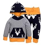 Cutelove　ベビー服　子ども服　セーター+ロングパンツ2点セット　トップス　帽子付き　鹿柄　マッチングしやすい　長袖　綿　女の子　ベビー　赤ちゃん　幼児　秋冬　可愛い　暖かい　保温　防寒　ファッ