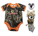 Mossy Oak Camo幼児Bodysuit with True Timber Deer Camo Blankieとビリーボブ・Size Mattersおしゃぶりギフトセット