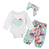 Hzjundasi キッド 女の子 ベビー パジャマ セット ヘッドバンド 長袖 ハートパターン パジャマ花ナイトウェア 5ヶ月?3年 ブルー 高さ70cm