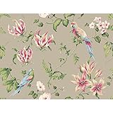 York Wallcoverings BA4575 Casabella II Tropical Floral Wallpaper, Cloud Grey/Caribe Blue/Aqua/Soft P