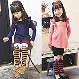 (韓国スタイル子供服) キッズセットアップ女の子上下セットフリルTシャツ+配色ストライプネコチャンプリントレギンス100cm 110cm 120cm 130cm 140cm navy,120cm