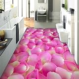 Sproud 3 D 階絵画モダンなバスルームステッカーロマンチックなピンクの花弁 Non-Slip 防水肥厚粘着 350 Cmx 245 Cm