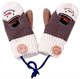 (eones) 手袋 ベビー キッズ 子供 ニット ミトン ゆきだるま 紐付き おでかけ用 あったか 防寒 全5色 (グレー)