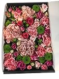 『フラワーアレンジメント　BOXフラワー（L）』　生花　黒箱　結婚　誕生日　記念日　プレゼント　ギフト　お祝い　 (ピンク)