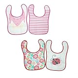 食事エプロン 4枚組　女の子 バンダナ柄＆テントウムシと花柄 [並行輸入品]