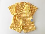 bebe couture(ベベクチュールベビー用品専門店)日本製・ベビー甚平黄色ギンガム90ｃｍコットン100％