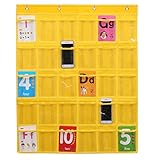 ozzptuu不織布30ポケット教室ポケットチャート携帯電話用の壁ドアHanging Organizer with 4フック イエロー