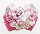フィードゥリズ Fee du lis オリジナル ハンドメイド ダブル バレリーナ リボン ローズ ラインストーン ヘアゴム Light Pink：ライトピンク