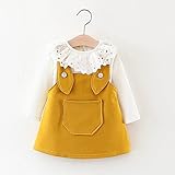 Mycu ベビー服 女の子 ワンピース 長袖 つりスカート 上着 子供服 綿 春秋 オシャレ 子供 2セット