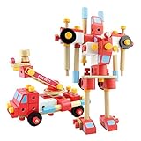 木製おもちゃDIY木製ナットとボルトビルディングブロックConstructionキットMake Fire Engine Vehicle Assemblingおもちゃ100ピース/セット誕生日ギフト