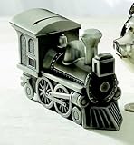 Train Bank、ピューター仕上げ2 " W x 6 " L x 3.25 " H