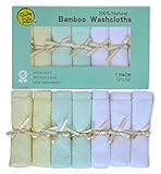 7 Extra Soft Baby Bath Washcloths (10x10) by Baby Zelis, 100% Natural Bamboo Baby Towels, Perfect Gi